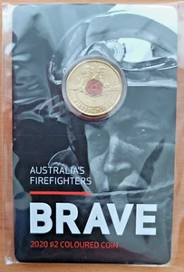 2020 Brave - Australian Firefighters Coloured $2 Uncirculated Coin on Card - Picture 1 of 2