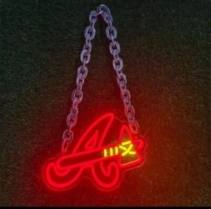 New MLB ATLANTA BRAVES Jumbo Big Fan Chain Necklace LED NEON USA - Picture 1 of 1