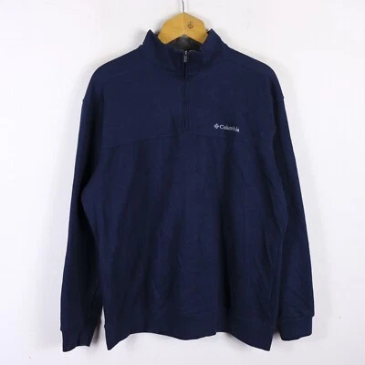 Sudadera Columbia Talla L Hombre Algodón Azul Deportivo Cómoda Mitad Zip Logo - Imagen 1 de 4