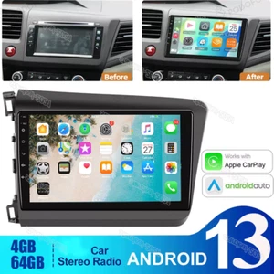 4+64G For Honda Civic 2012-2015 Android 13 CarPlay Car Radio Stereo GPS Navi BT - Picture 1 of 16