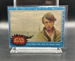 1977 Topps Star Wars #26 Un Luke Skywalker inorridito vede la sua famiglia ucciso Jedi - Foto 1 di 2