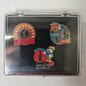 1996 Olympic Games ATLANTA USA COCA COLA Set Of 3 Pins - Factory Sealed - Picture 1 of 10
