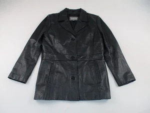 Wilson Leather Jacket Womens XL Black Coat Long - Picture 1 of 10