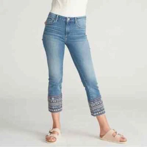 DRIFTWOOD Colette Embroidered Hem Cropped Jeans Size 30 - Picture 1 of 7