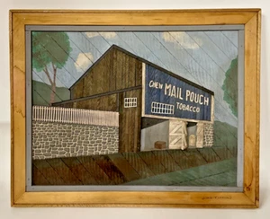 Tobacco Mail Pouch advertising Wood Barn Folk Art Original - Picture 1 of 15