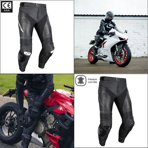 Oxford Nexus 1.0 Mens Leather Motorcycle Trousers Sports Bike Riding Pants Black - Picture 1 of 23