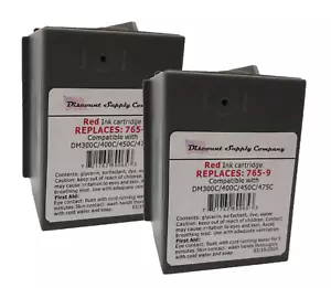 765-9 7659 Dwupak kompatybilny czerwony atrament pocztowy do Pitney Bowes DM300C DM400c - Zdjęcie 1 z 5