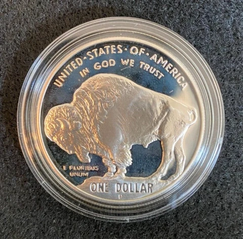 2001 AMERICAN BUFFALO SILVER COMMEMORATIVE COIN SMITHSONIAN US MINT + BOX Cover
