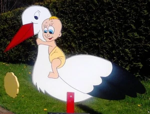 Herzding Klapperstorch Joline Storch zur Geburt   % Sonderpreis % Holz - Bild 1 von 5