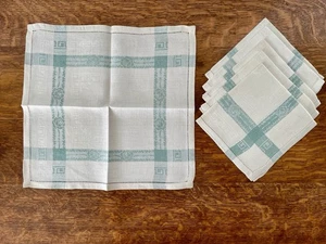 6er Set türkis blau/grün Damast Leinen Servietten Rosenrankenmuster Abendessen 14” x 13” - Bild 1 von 8