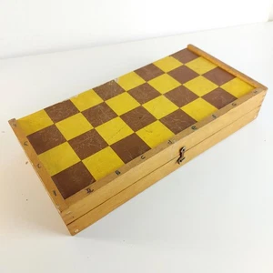Vintage Wooden Folding Chess Board With Storage 32cm x 32cm, 12"x12" - Picture 1 of 10