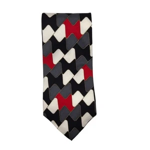 Claudio Gatti -Corbata Hombre 59” Largo-Seda Italiana Hecha a Mano Diseño Moderno-Negro Rojo - Imagen 1 de 6