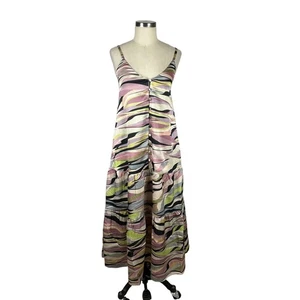 TED BAKER Warrenn Printed Button Through Cami Midi Women's Striped Dress NWT 0 - Picture 1 of 8