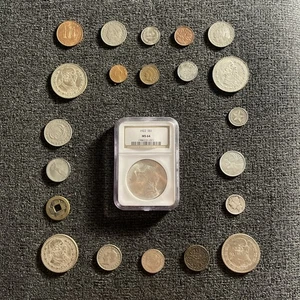 Old Foreign World Coin Lot 22 Coins And Graded Peace Dollar NGC See Pics… - Imagen 1 de 15