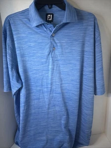 Foot Joy Men's Polo Shirt Size Large Blue Geometric Stretch Performance Golf - Picture 1 of 3