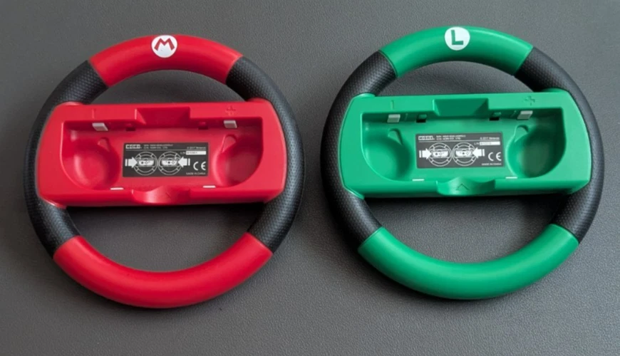 2 Hori Mario Kart 8 Deluxe Mario/Luigi Steering Wheel Nintendo Switch Joy-Con - Image 1 of 4
