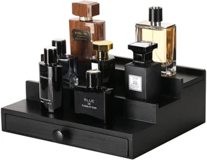Black Wooden Cologne Organizer for Men - 3 Tier Wooden Perfume Display Stand wit - Picture 1 of 12