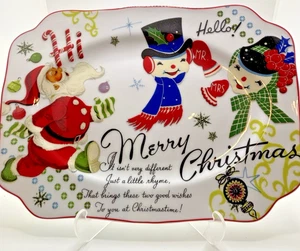 Piatto vassoio snack rettangolare natalizio in ceramica con scatola originale - Foto 1 di 11