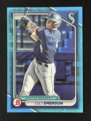 2024 Bowman #BP-10 Colt Emerson #'d /499 Prospects Sky Blue Seattle Mariners - Image 1 of 2