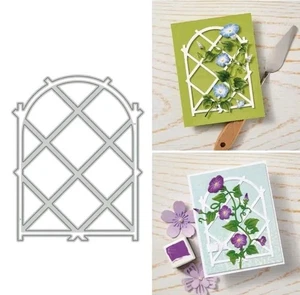 Garden Lattice Gothic Arch Pattern Die Cut Card Making Junk Journal Scrapbooking - Picture 1 of 6