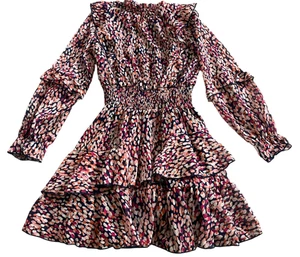 Aqua Girls Long Sleeve Ruffle Dress Little Kid, Big Kid Multicolor Size M Smock - Picture 1 of 9