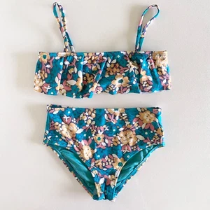 NEW Oneill Girls “Lani” Ditsy Ruffle Swim Set in turquoise -Size 10 - Picture 1 of 10