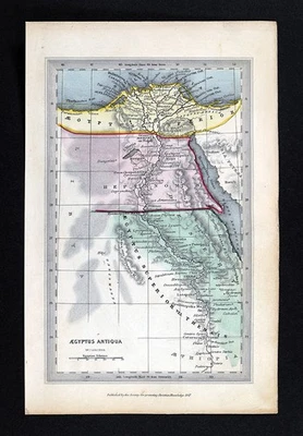 Mapa SPCK 1847 por Archer Aegyptus antiguo Egipto pirámides Foto 1 de 4