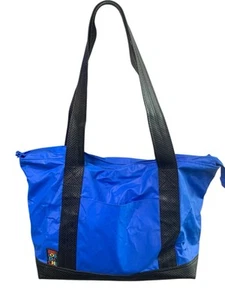 Vintage 90er Jahre Jordache Nylon Tasche Duffle Bag blau mit schwarzem Riemen - Bild 1 von 5