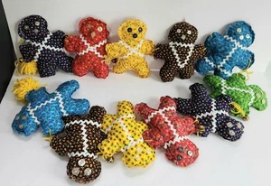 Vtg Gingerbread Doll Fabric Garland Handmade 84" Kitschy Christmas Yarn Rik Rak - Picture 1 of 8