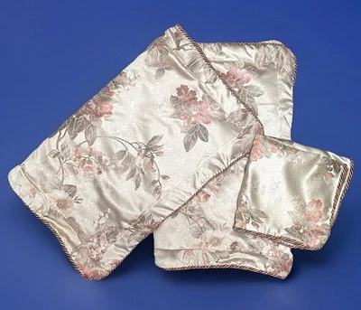 3 Croscill Pillow Shams 27x21” & 20x20” Gold Beige Burgundy Jacquard Border Trim - Image 1 of 4