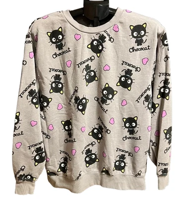 Chococat Sanrio Sweatshirt M Gray Pink Hearts Kawaii Crewneck Bioworld VTG - Image 1 of 4