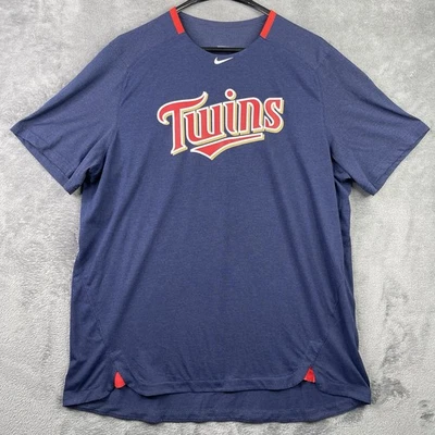 Minnesota Twins Shirt Mens XL Nike Authentic Collection Dri Fit Blue MLB Batting - Image 1 of 4