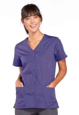 Cherokee Women's Workwear Snap Front V-Neck Scrubs Shirt, Grape, XXXXX-Large - Image 1 of 4
