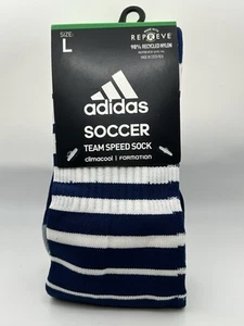 Adidas Team Speed Soccer Socks New NWT Blue White L Large 9-13M 10-12W - Picture 1 of 5