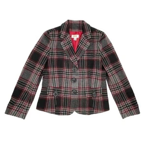 Vintage Talbots Petites Wollmischung Blazer Damengröße 10P grau rot kariert adrett - Bild 1 von 5