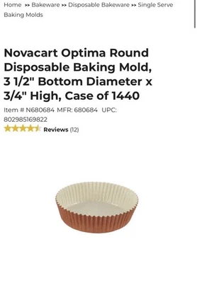 Novacart Optima Round Disposable Baking Mold Case  Of 1440 France - Image 1 of 4