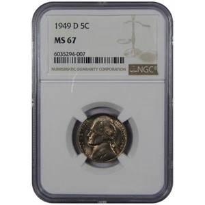 1949 D Jefferson Nickel MS 67 NGC 5c Uncirculated SKU:IPC6122 - Picture 1 of 4