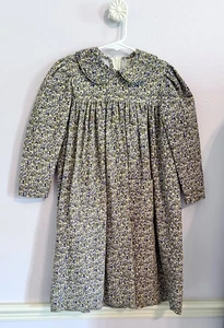 Vintage Laura Ashley Mother & Child Cream Blue Floral Corduroy Dress Size 5 Yrs - Picture 1 of 4
