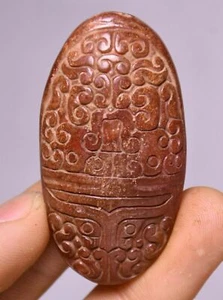 5CM China Hongshan Culture Old Jade Fengshui Beast Face Yu Cong Amulet Pendant - Picture 1 of 4