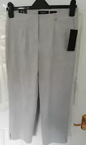 Robell 10 UK Grey Textured Slim Fit Marie 07 Stretchy Pull On Trousers NEW - Picture 1 of 12