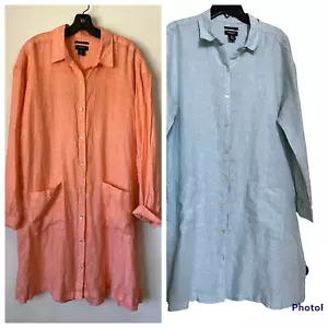 NWT Linen Jones & Co Jones NY Button Down Tunic Dress Sz L - Picture 1 of 10