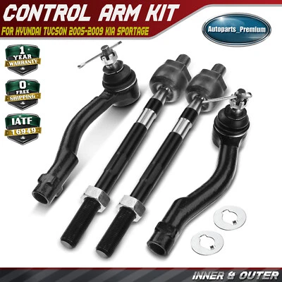 4x Inner & Outer Tie Rod End for Hyundai Tucson 2005-2009 Kia Sportage 2.0L 2.7L - Image 1 of 4