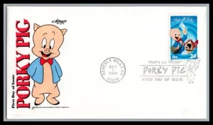 US FDC # 3534 34c "That's All Folks" Porky Pig Artmaster S.Cancel 2001, 9p3439 - Picture 1 of 1