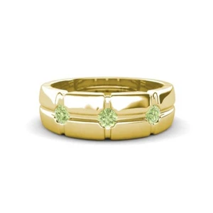 Peridot Cross Patterned Men Wedding Band (7.50 mm) 14K Gold JP: 355172 - Picture 1 of 22