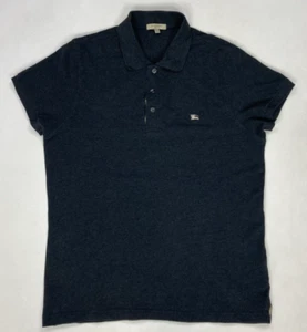 Burberry London Polo Shirt Men Slim Fit Medium Black Heather Short Sleeve - Picture 1 of 12