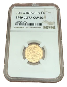 Great Britain 1984 Gold 1/2 Sovereign NGC PF69UC - Picture 1 of 2