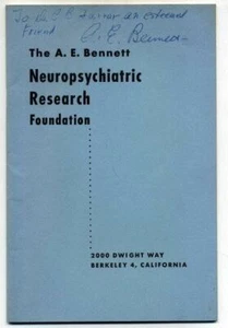 BENNETT, A.E. A.E. BENNETT NEUROPSYCHIATRIC RESEARCH FOUNDATION 1958 Inscribed - Picture 1 of 1