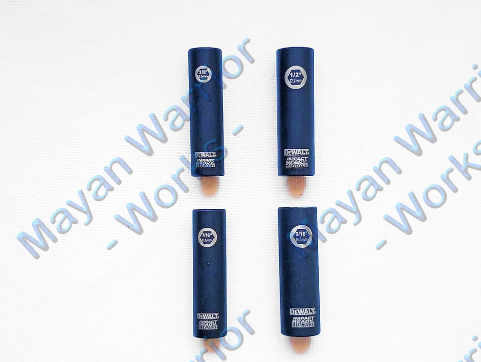 1 set DEWALT 3/8" Drive Impact Ready deep well Sockets 3/8", 7/16", 1/2", 9/16" - Image 1 of 1