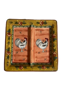 Jay Import Company geteilt quadratisch Servierschale Hähne Blumenrand 10x10  - Bild 1 von 6