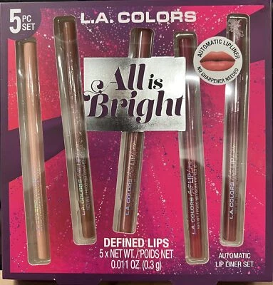 L.A. COLORS All Is Bright 5pc Automatic Lip Liner, Defined Lips - Image 1 of 3